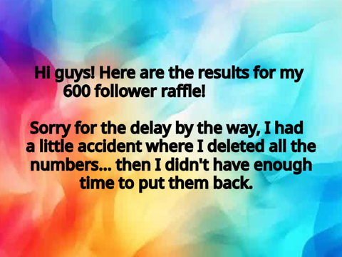 Raffle Results!