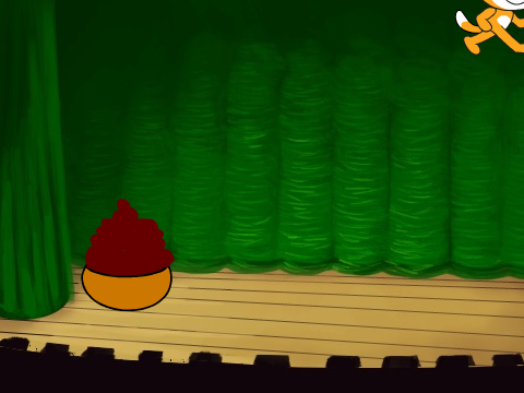 I go poopoo on the stage