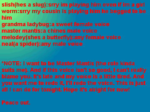 Plz Audition For Slish (Master Mantis)