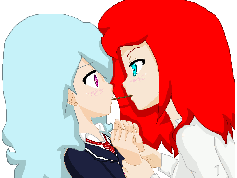 Pocky game, with kitty.