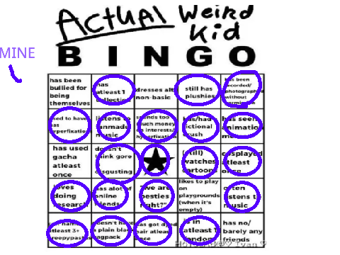 weird kid bingo GROOT! :D 