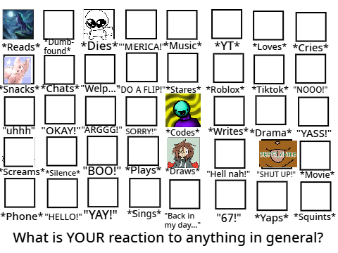 What is YOUR reaction to anything in general? CLOSED