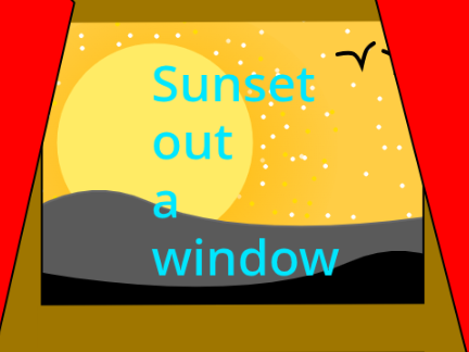 sunset x star parallax out a window