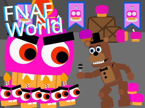 Fnaf World 2 (Cupcake Attack) but all the attacks are replaced by Pizza Wheels
