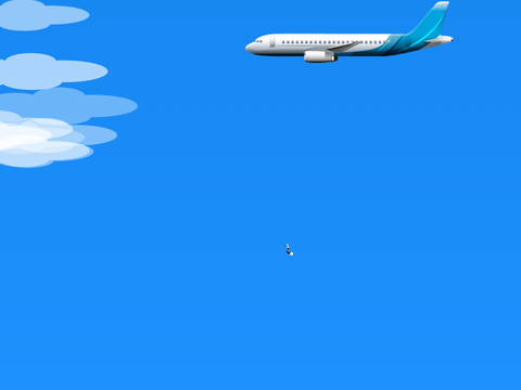 Greg falls out of a plane
