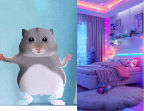 a mouse on  a bed 