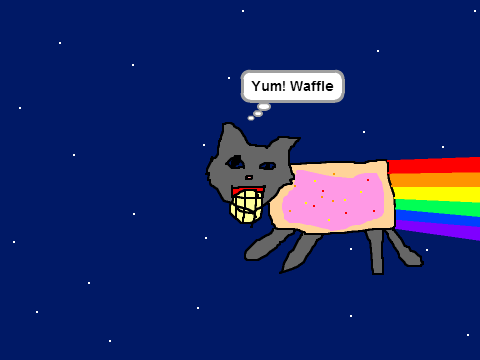 Dare! For Helloyowuzzup: Nyan cat eating waffle