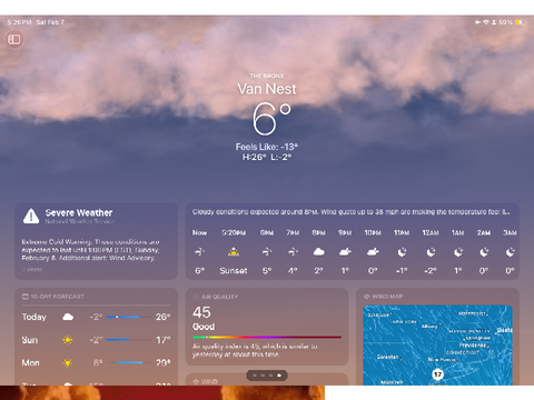 My current temperature at 5:40 PM EST Sat Feb 7