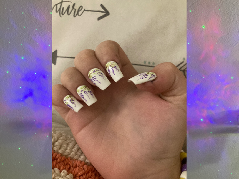 Got my nails done, and theres the zip up hoodie I painted too!!