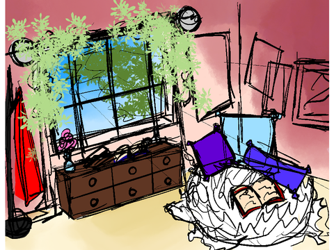 {very} messy room sketch