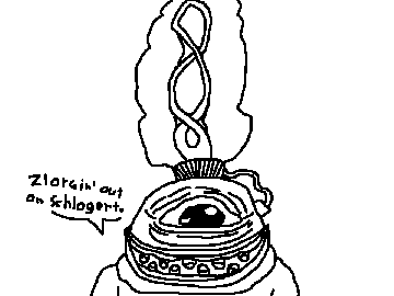 This alien has a lumisource electra helix plasma lamp on his head
