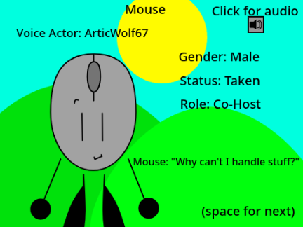 My audition for Cocoa's BOS