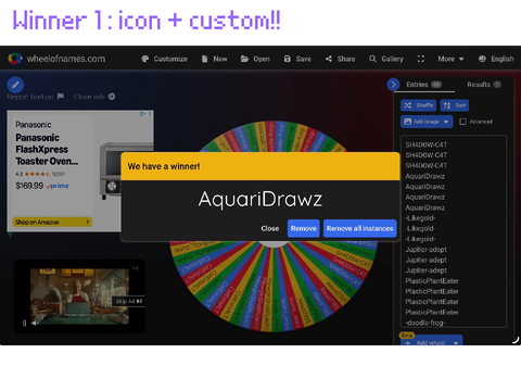 raffle results!