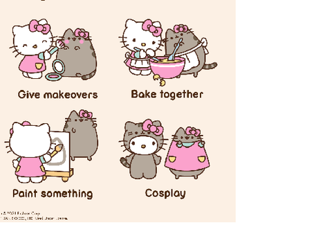 Pusheen n hello kitty