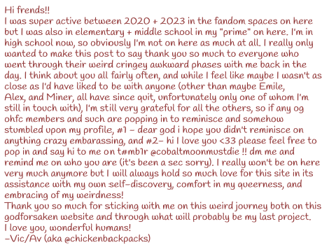 bye? (please read any old fandom peeps)