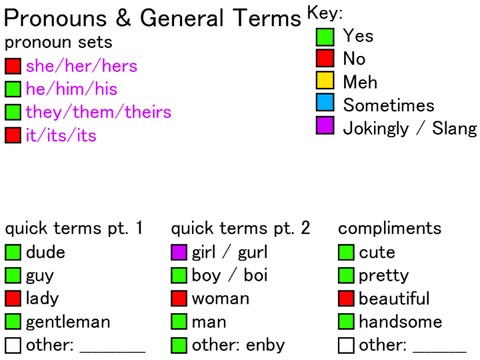 ~*Terms & Pronouns Sheet*~