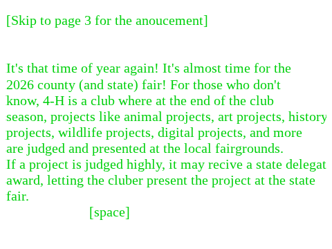 2026 4-H project anoucement