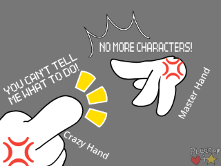 Master Hand & Crazy Hand Arguing over new characters.