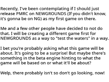 [PMRC] NOTE (This is why I released the BETA ENGINE)