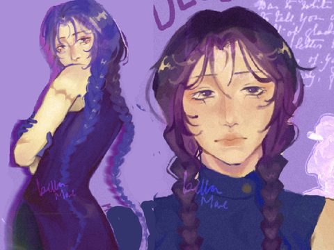 jjk art dump except its just kirara hoshi because i love her very much + oc and maki crumbs