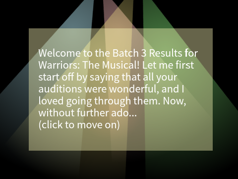 Batch 3 Results - Warriors: The Musical