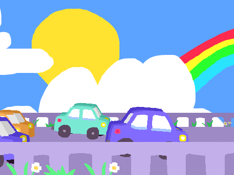 just some happy cars on a road