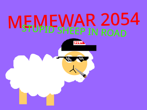 memewar 2054:stupid sheep in road