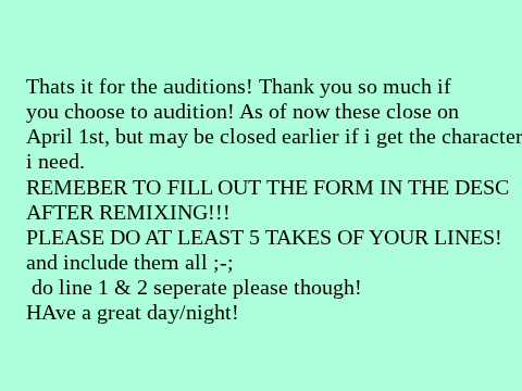 {closed} ~Static Voices Auditions!