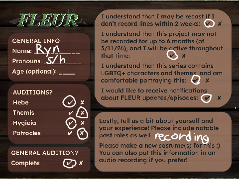 Ryn's『 F L E U R 』Auditions ❀