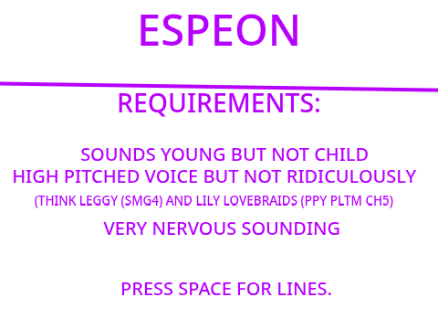 espeon audition project cos she needs a va remix