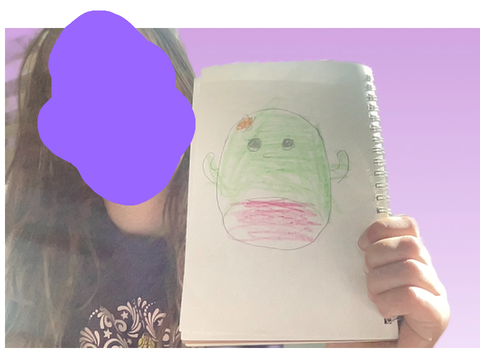 cactu sqwishmallow i drew! ( purple splot my face i covere it up)