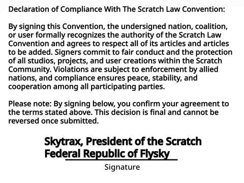 Declaration of Compliance With The Scratch Law Convention (SLC) SFR Flysky Signature