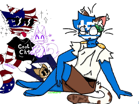 I drew Greece as a cat “AND AMERICA” B/C WE CAN! >:))))))