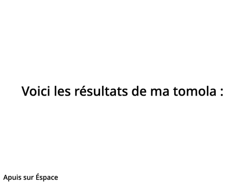 Les gagnants de ma tombola