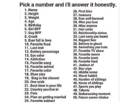 Pick a number and I will answer it honestly