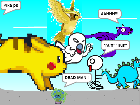 Add yourself running from a giant Pikachu! remix