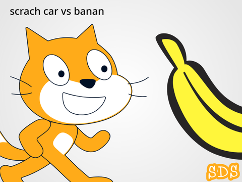 scratch cat unironically slips on a banana