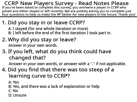 CCRP New Players Survey