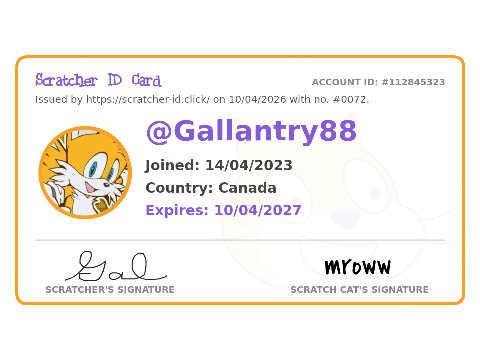 My Scratch ID card