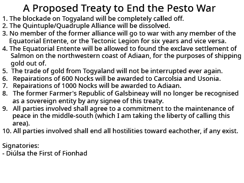 Treaty of Salmon (for Carcolsia, Usonia, Aidaan, the Legion and Togyaland)