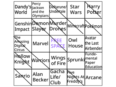 Fandom Bingo! remix