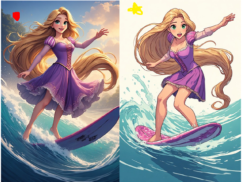 princess Rapunzel surfing with one do you like more?