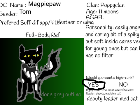 *Sign Ups - Magpie Crow and Dove