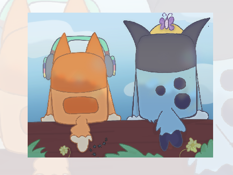New Vs. Old Bluey & Bingo Fanart