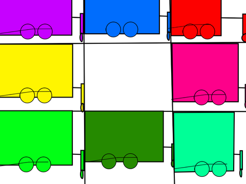 8 train buses animated
