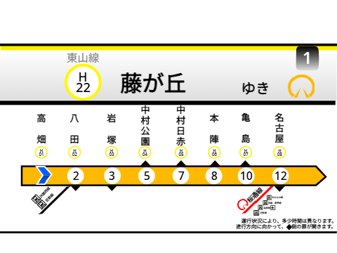名古屋市営地下鉄　東山線　N1000形　車内LCD再現