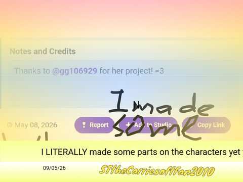 I LITERALLY made some parts on the characters yet you only credit someone else