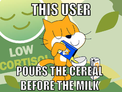 This user pours the cereal before the milk.