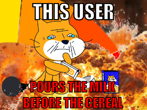 This user pours the milk before the cereal.
