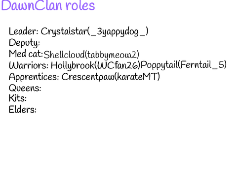 DawnClan roles